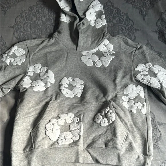 Denim Tears | Sweaters | Gray Hoodie With White Floral Appliqu